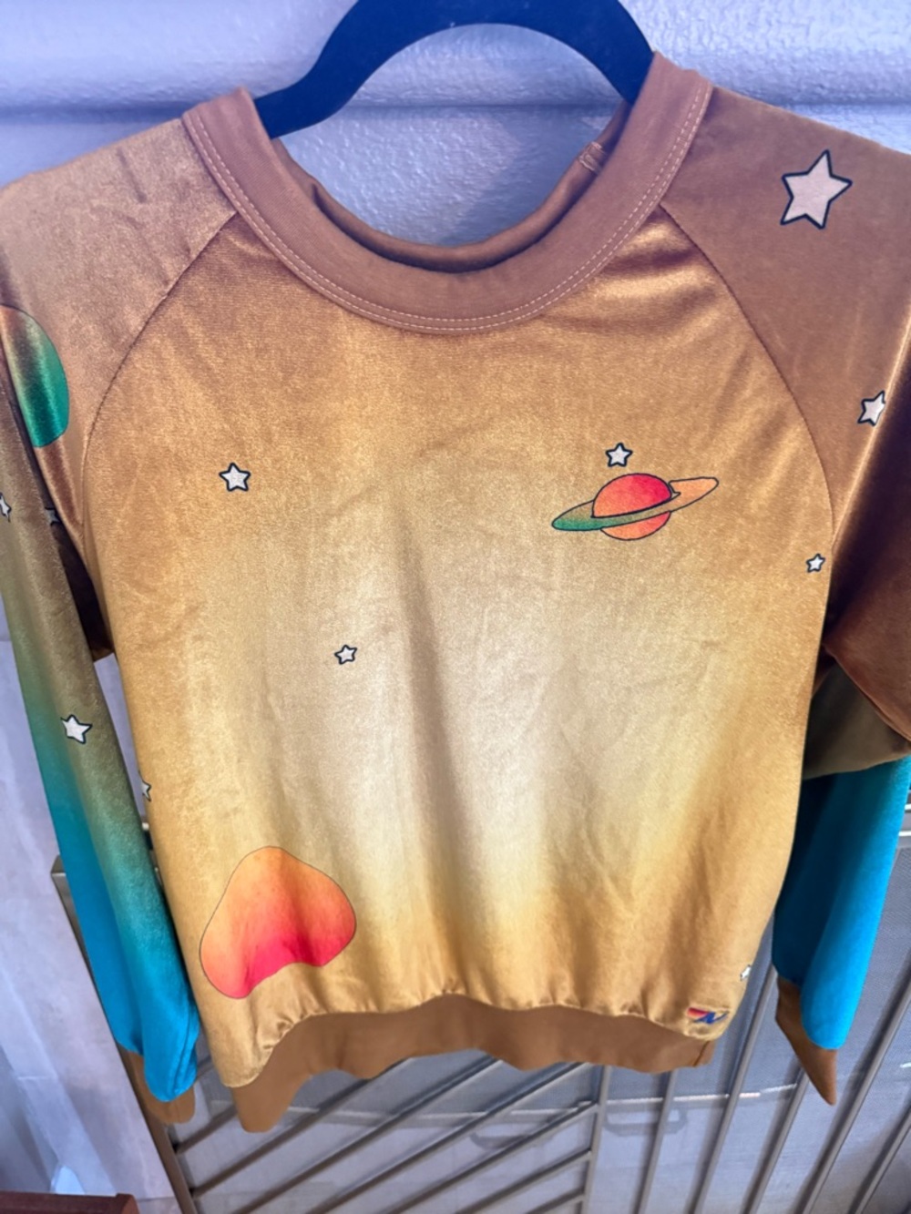 SUPER RARE 💎 Aviator Nation Celestial Galaxy Velour Crew neck Women’s size XS ! - Picture 4 of 5